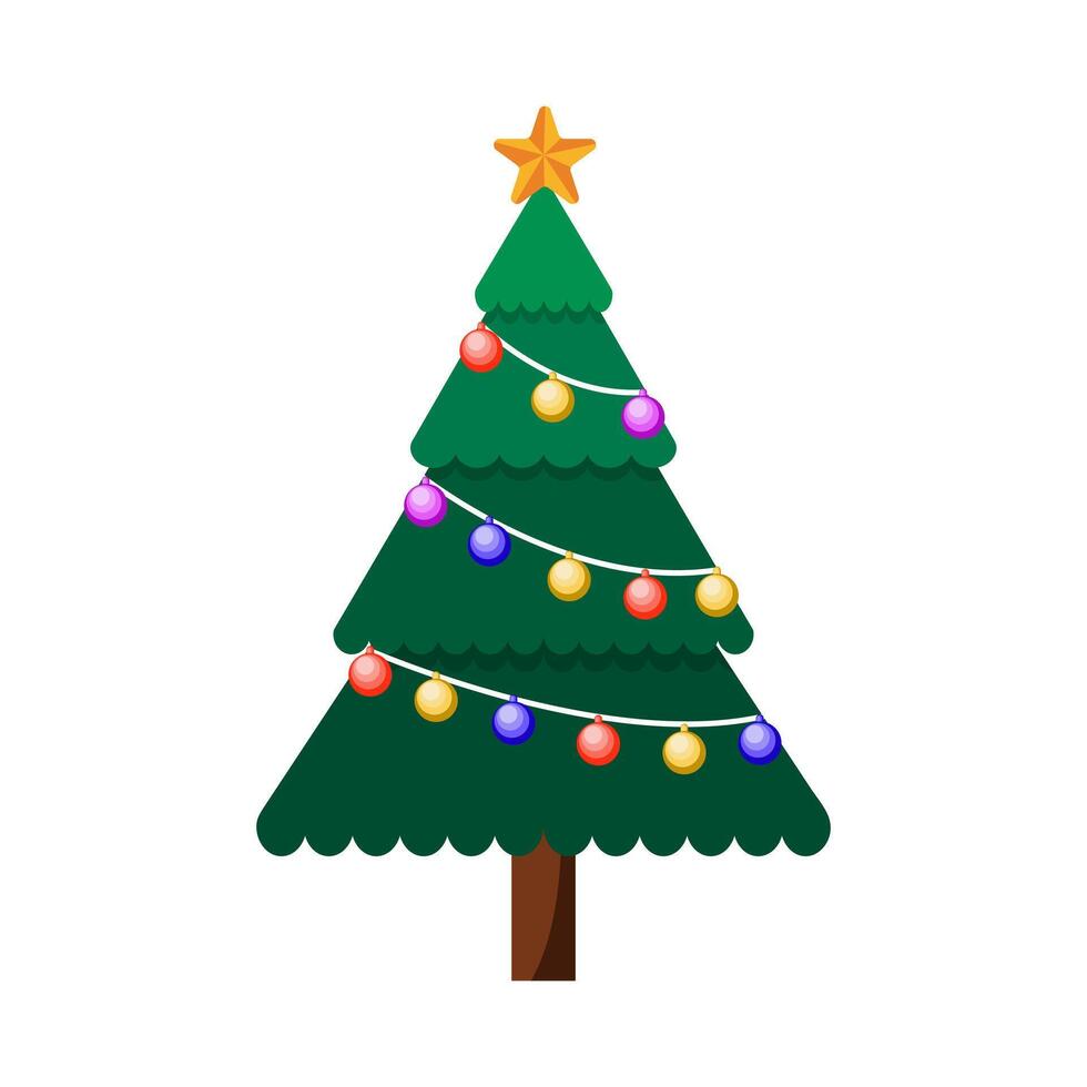 Festive Christmas Tree with Ornaments vector