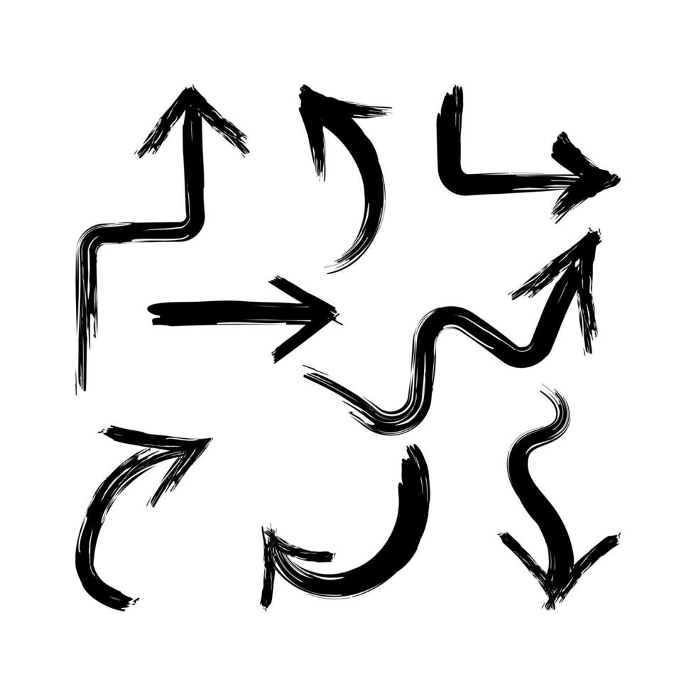 Isolated Hand-Drawn Arrow Set with Grunge Style vector
