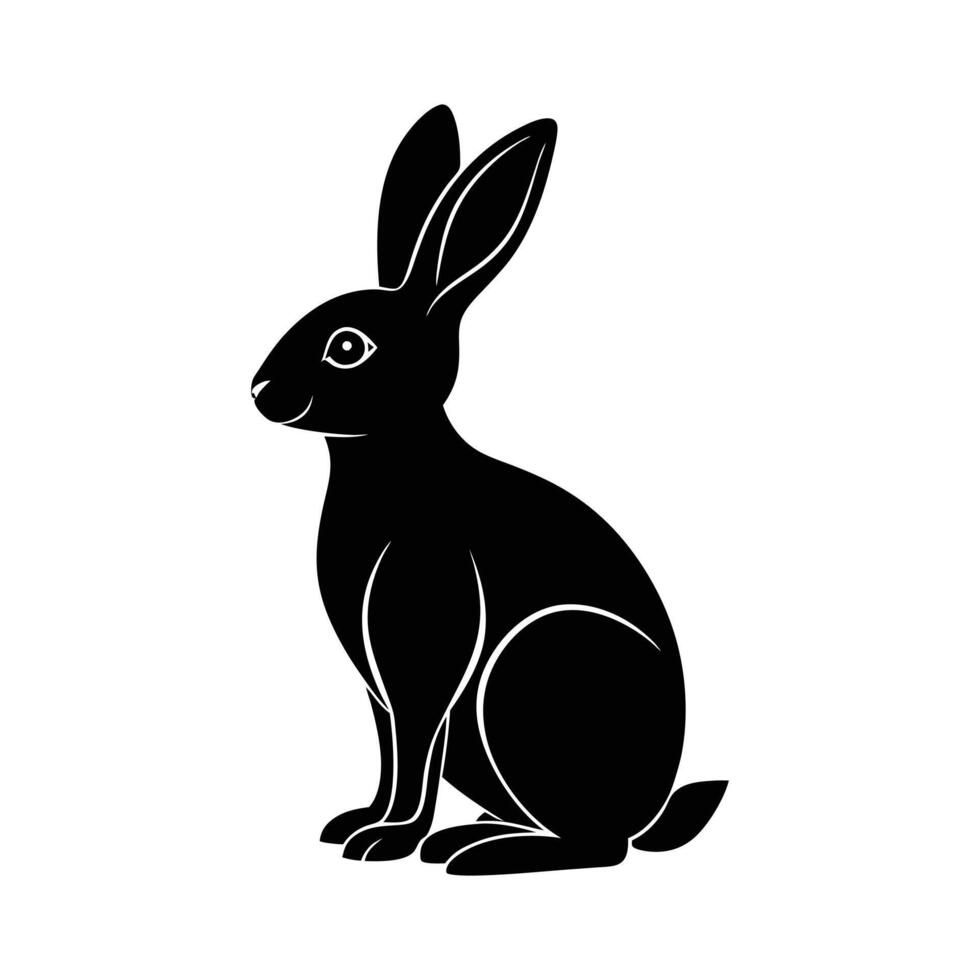 Charming Black and White Rabbit Icon for Wildlife, Animals, and Nature Design vector