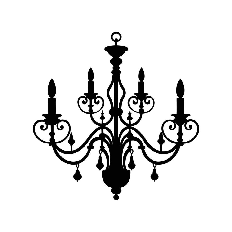 Classic Chandelier Silhouette - Timeless Illustration for Home Decor, Event Design, and Luxury Lighting Concepts vector