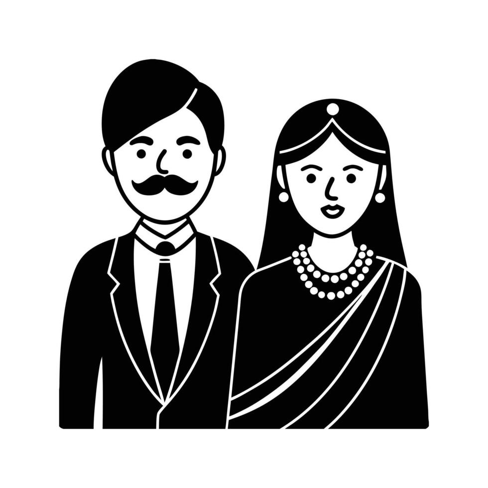 Elegant Couple Silhouette Ideal for Wedding, Love, and Relationship Illustrations, Perfect for Marriage and Romance Designs vector