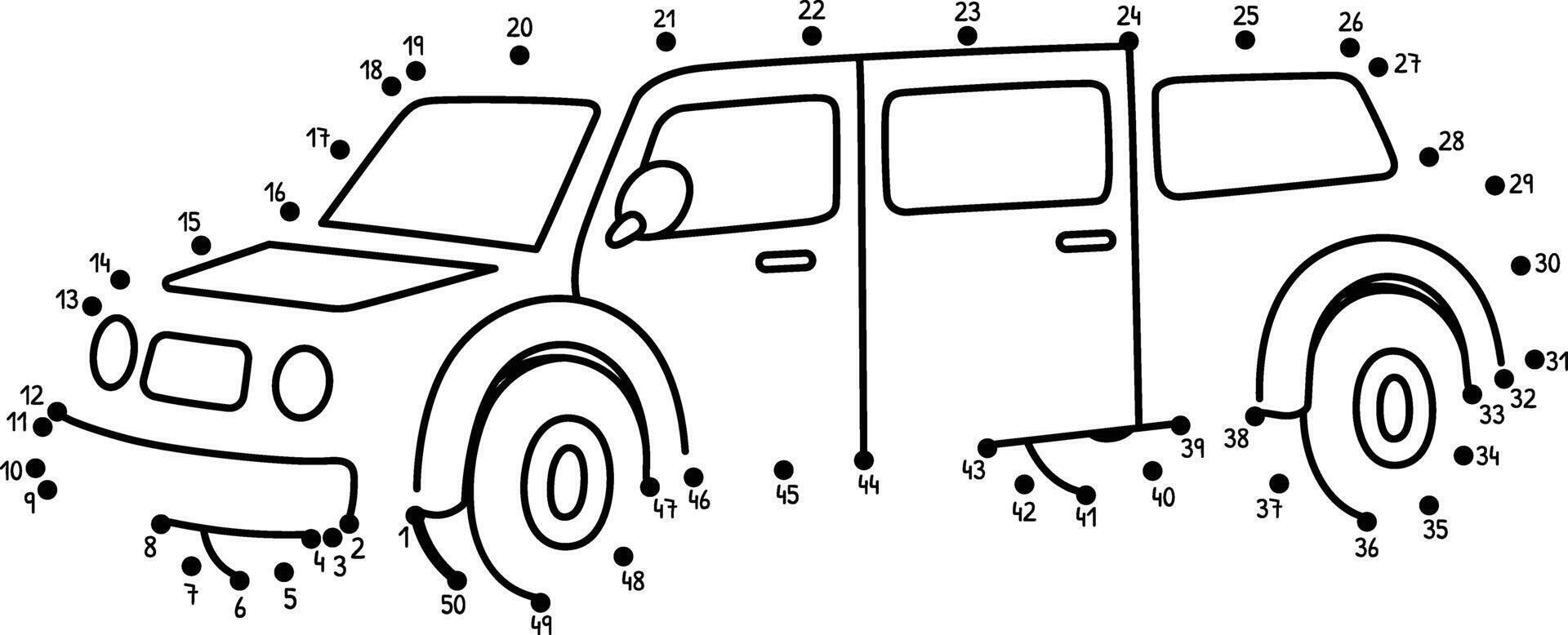Dot to Dot Limousine Vehicle Isolated Coloring vector