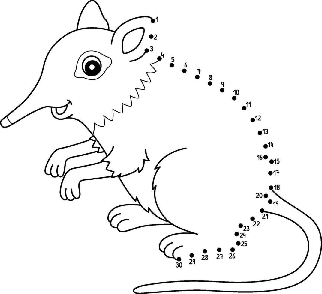 Dot to Dot Elephant Shrew Animal Isolated Coloring vector