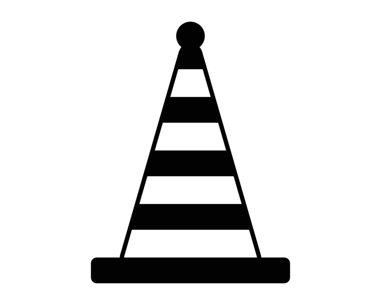 Black and White Traffic Cone Icon on White Background for Safety and Construction Themed Design Projects vector