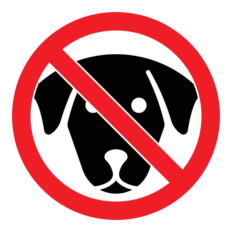 Prohibition Sign Featuring Dog Silhouette with Red Circle and Slash, No Pets Allowed Message for Public Areas vector