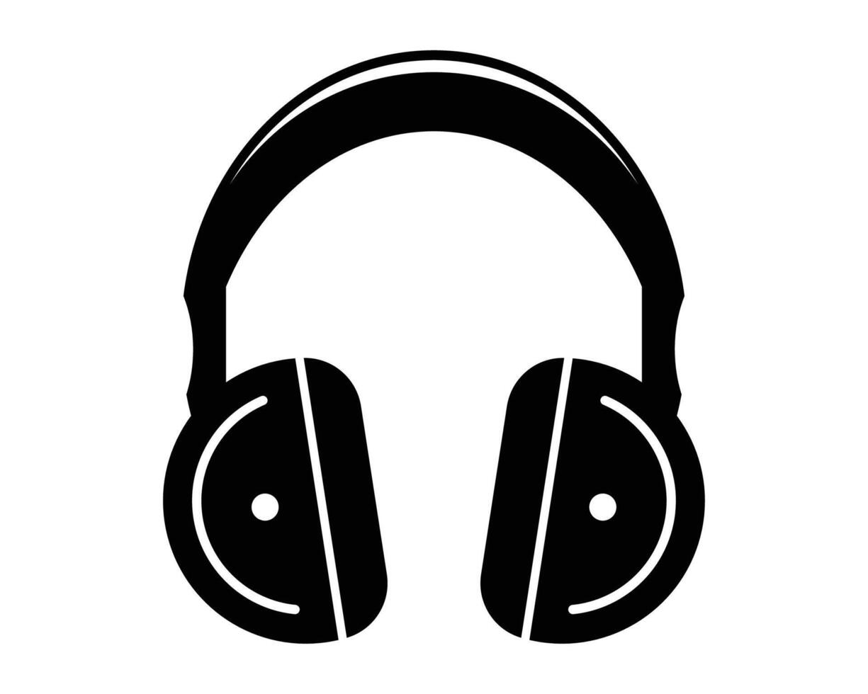 Black and White Headphones Icon for Music, Audio, Sound, or Technology Themes in Modern Design vector
