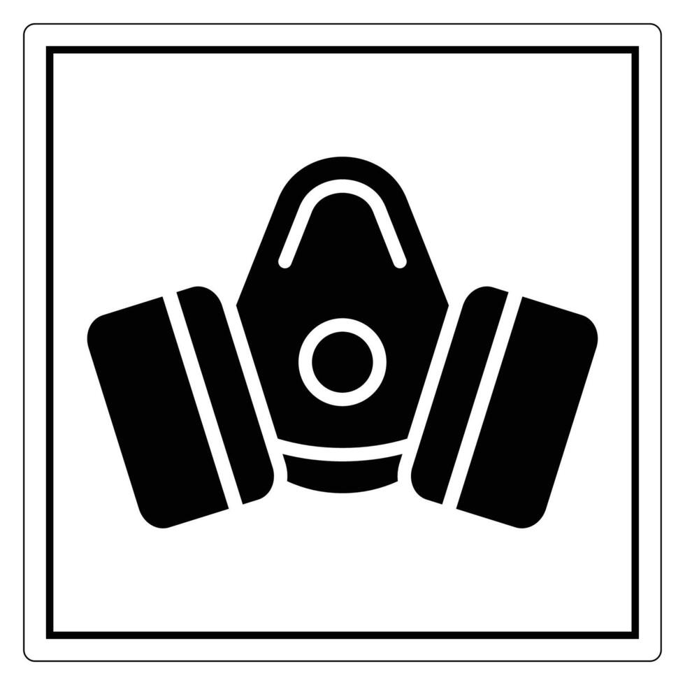 Black and White Icon of a Respiratory Mask for Safety Precautions in Industrial Environments vector