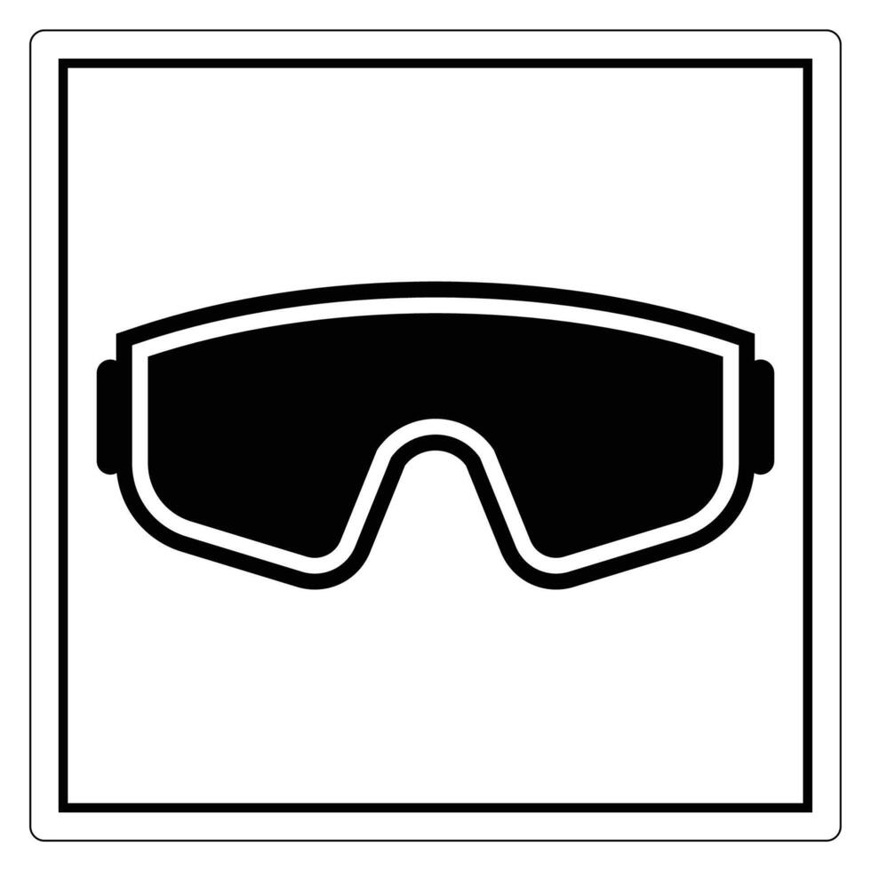 Black Icon of Protective Eyewear for Safety and Sports Use with Clean White Background vector