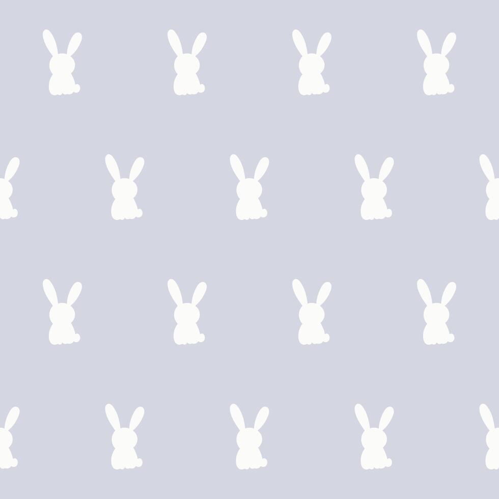 White Rabbit Silhouette Isolated on Soft background. Baby Nappy Print Swatch, Childish Textile Seamless Fabric Pattern Background. Easter mascot Bunny Symbol for Holiday Gift Wrapping Paper Design. vector