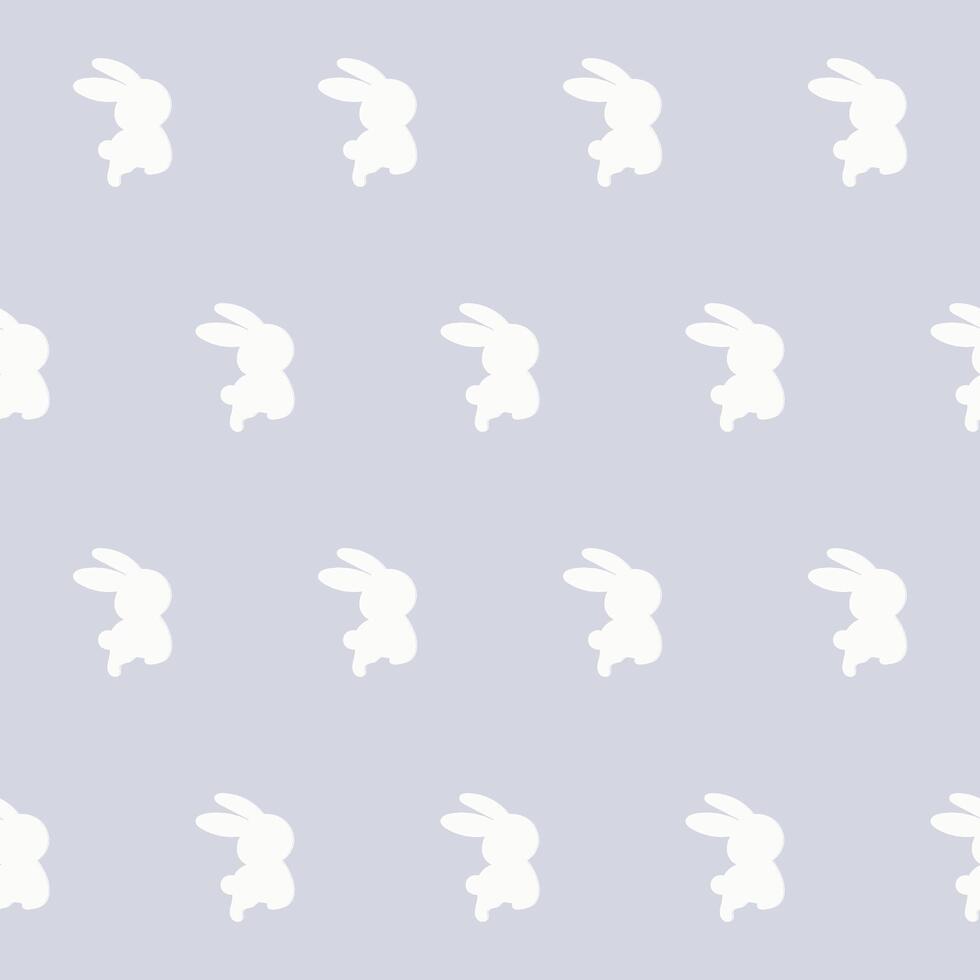 White Rabbit Silhouette Isolated on Soft background. Baby Nappy Print Swatch, Childish Textile Seamless Fabric Pattern Background. Easter mascot Bunny Symbol for Holiday Gift Wrapping Paper vector