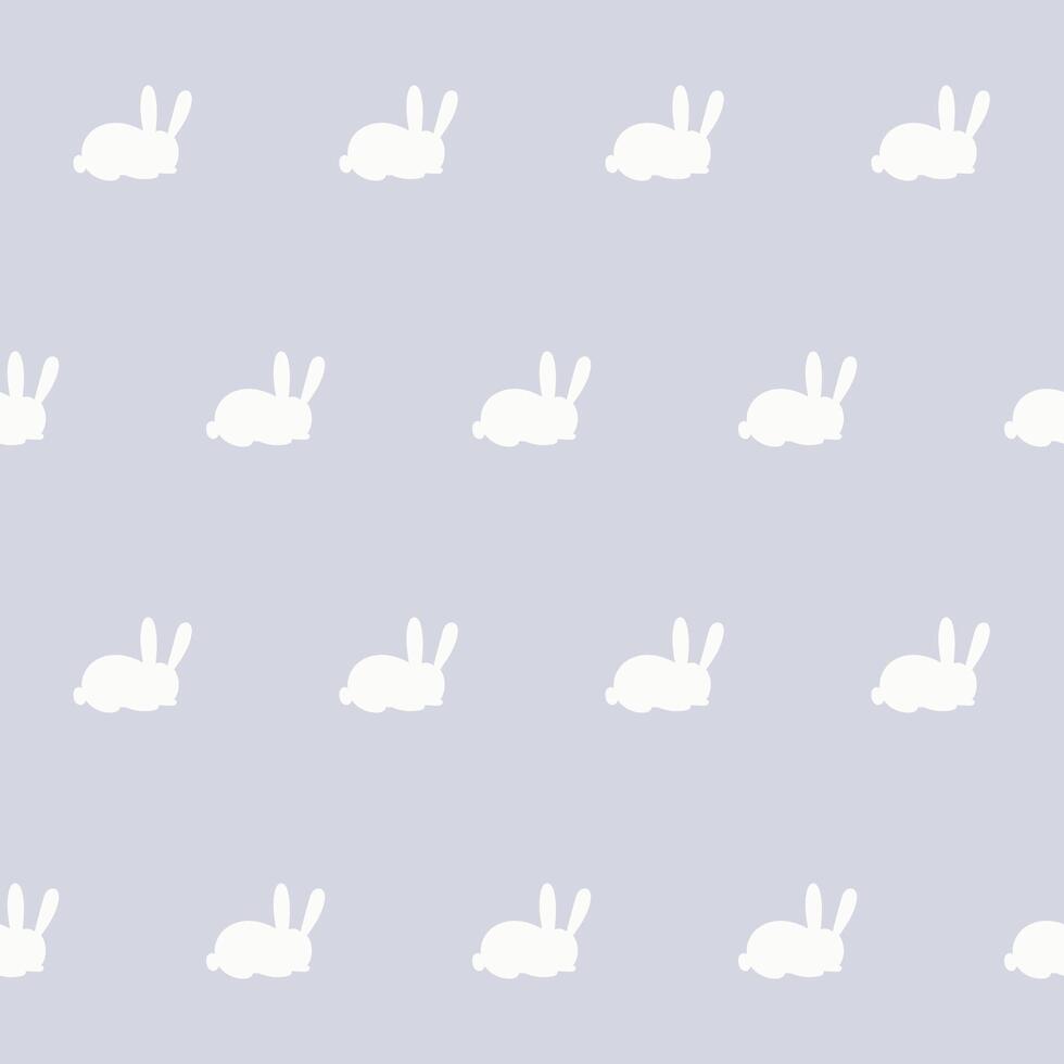 White Rabbit Silhouette Isolated on Soft background. Baby Nappy Print Swatch, Childish Textile Seamless Fabric Pattern Background. Easter mascot Bunny for Gift Wrapping Paper Design. vector