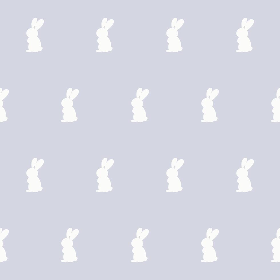 White Rabbit Silhouette on Soft background. Baby Nappy Print Swatch, Childish Textile Seamless Fabric Pattern Background. Easter mascot Bunny Symbol for Holiday Gift Wrapping Paper Design. vector