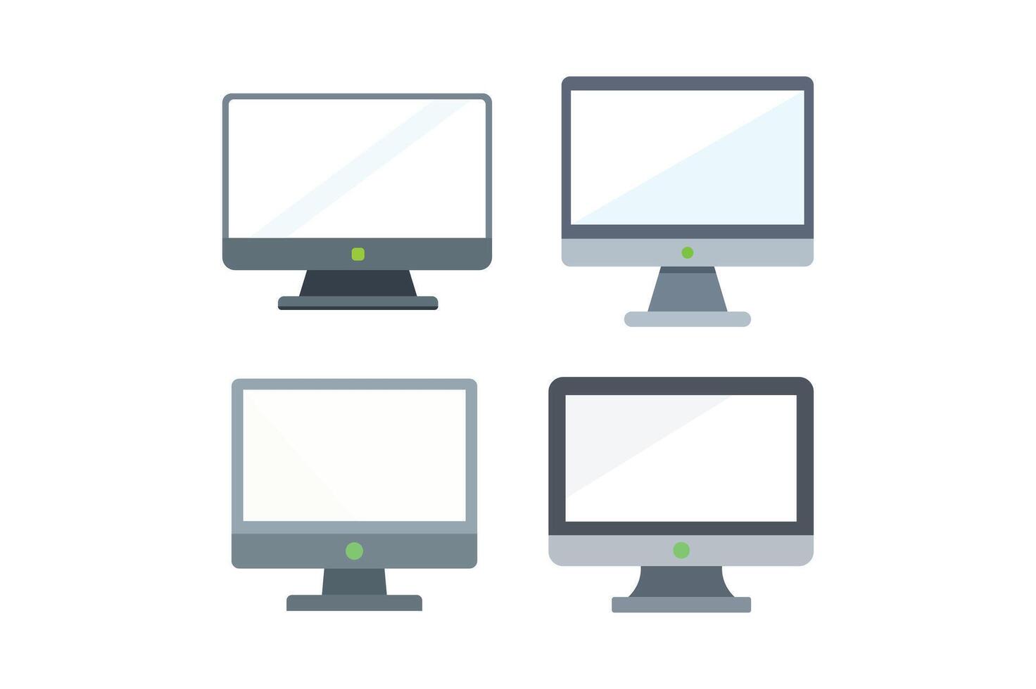 Flat Design Computer Monitor Icon Set, computer monitor icon, desktop monitor flat icon, computer display , digital screen vector