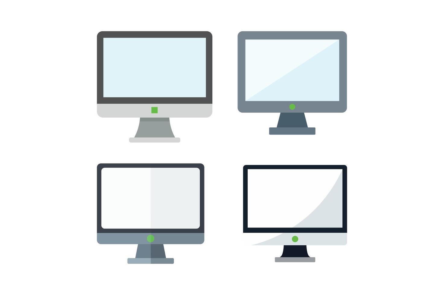 Computer Monitor Icon Sets for Apps, computer monitor icon, desktop monitor flat icon, computer display , digital screen vector