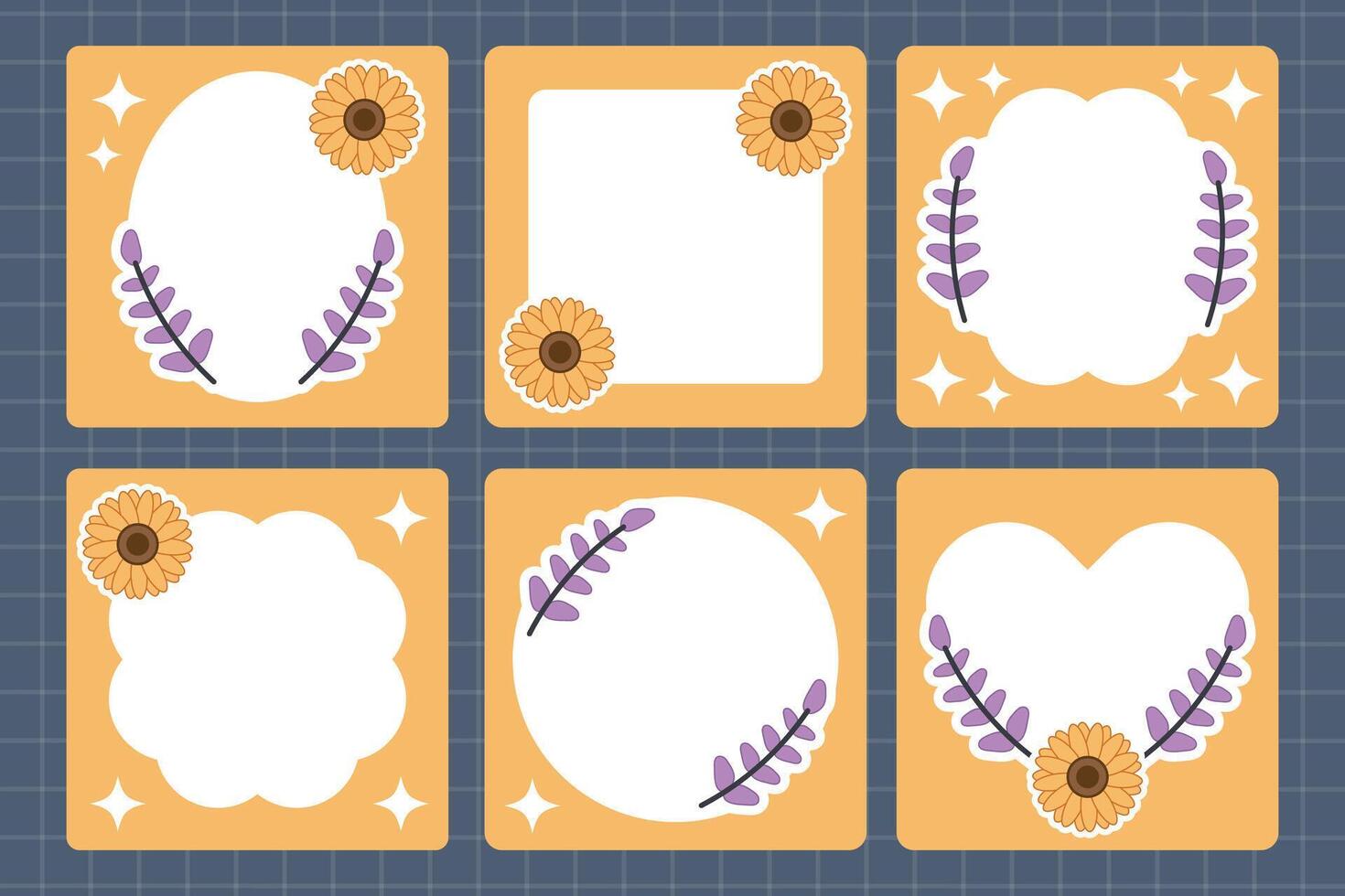 Minimalist Floral Social Media Templates. Elegant Sunflower and Lavender Frames vector