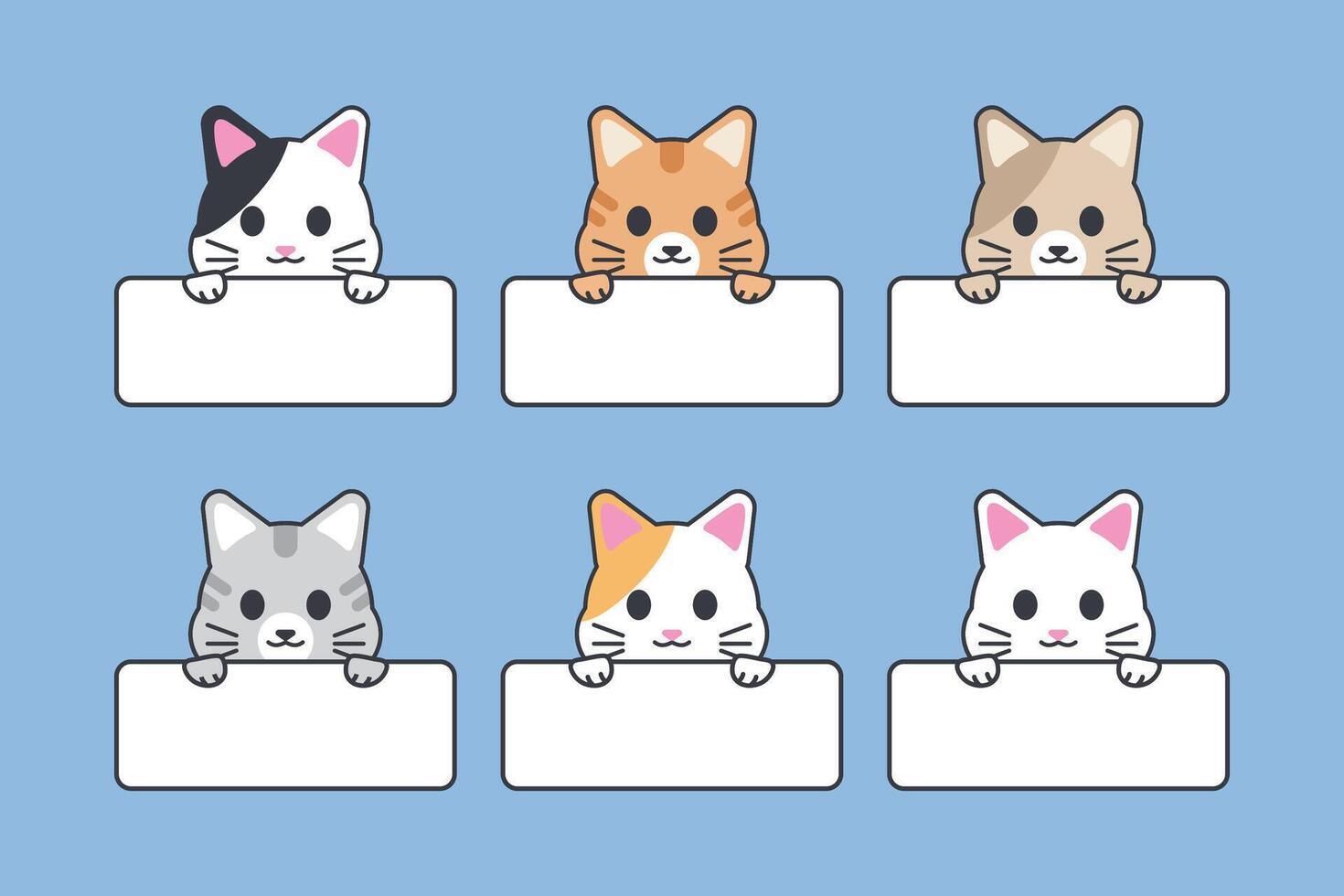 Adorable Cat Themed Labels. Cute Name Tag and Stationery Design vector