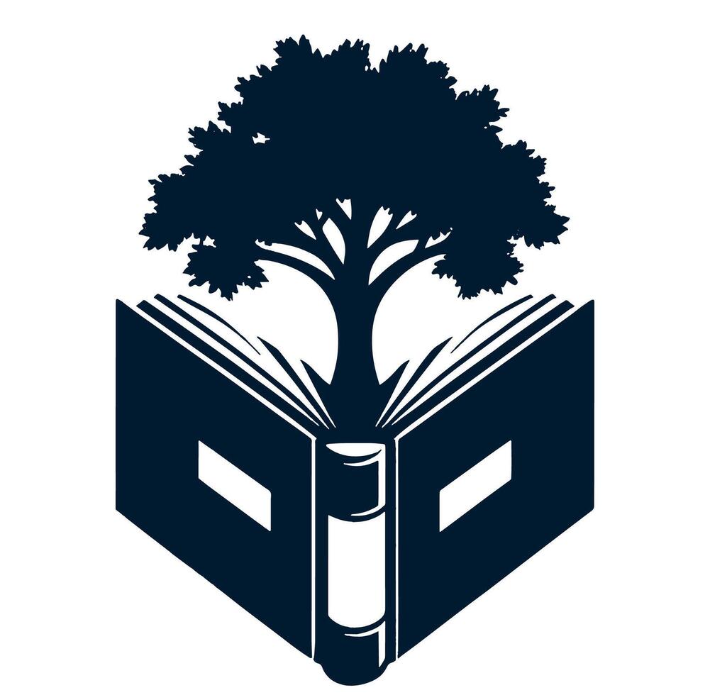 A book with a tree on it and a tree on top vector