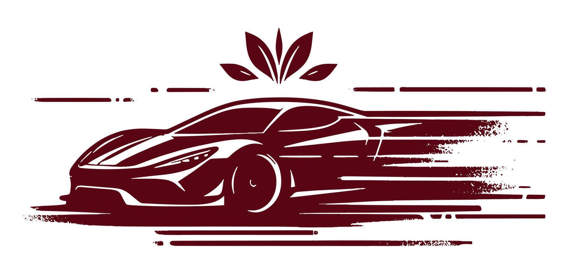 A car with a leaf on it in a red and white color vector