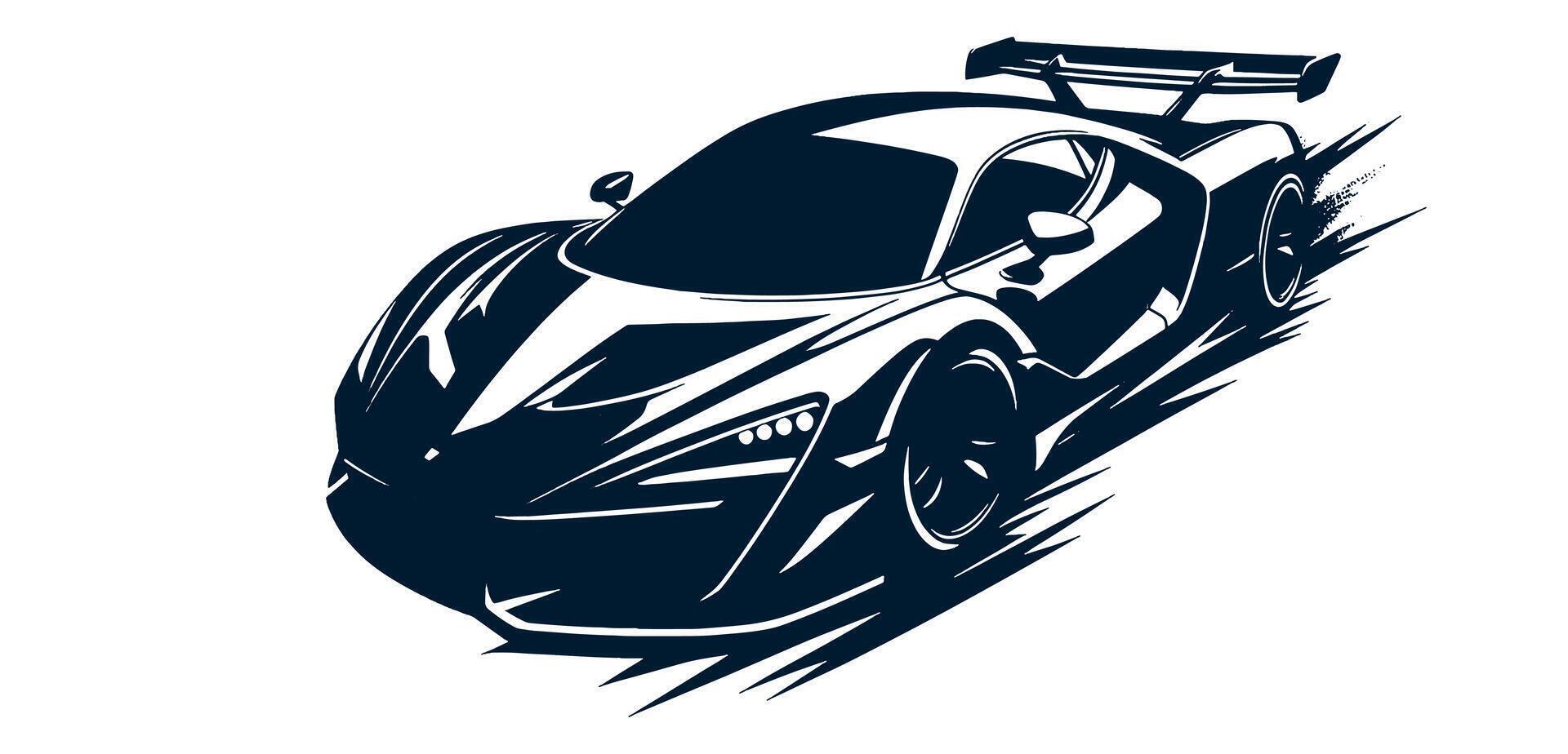 A black and white racing sports car on a white background vector
