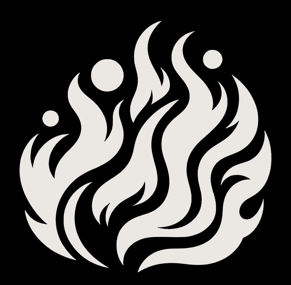 A black and white logo of a flame vector