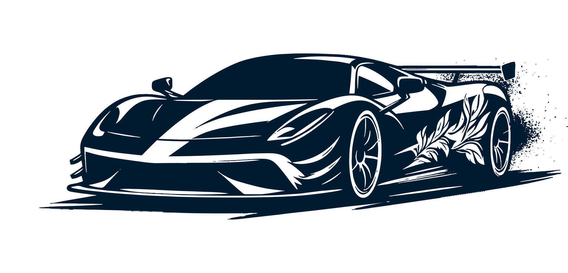 Illustration of a racing sports car on a white background. vector