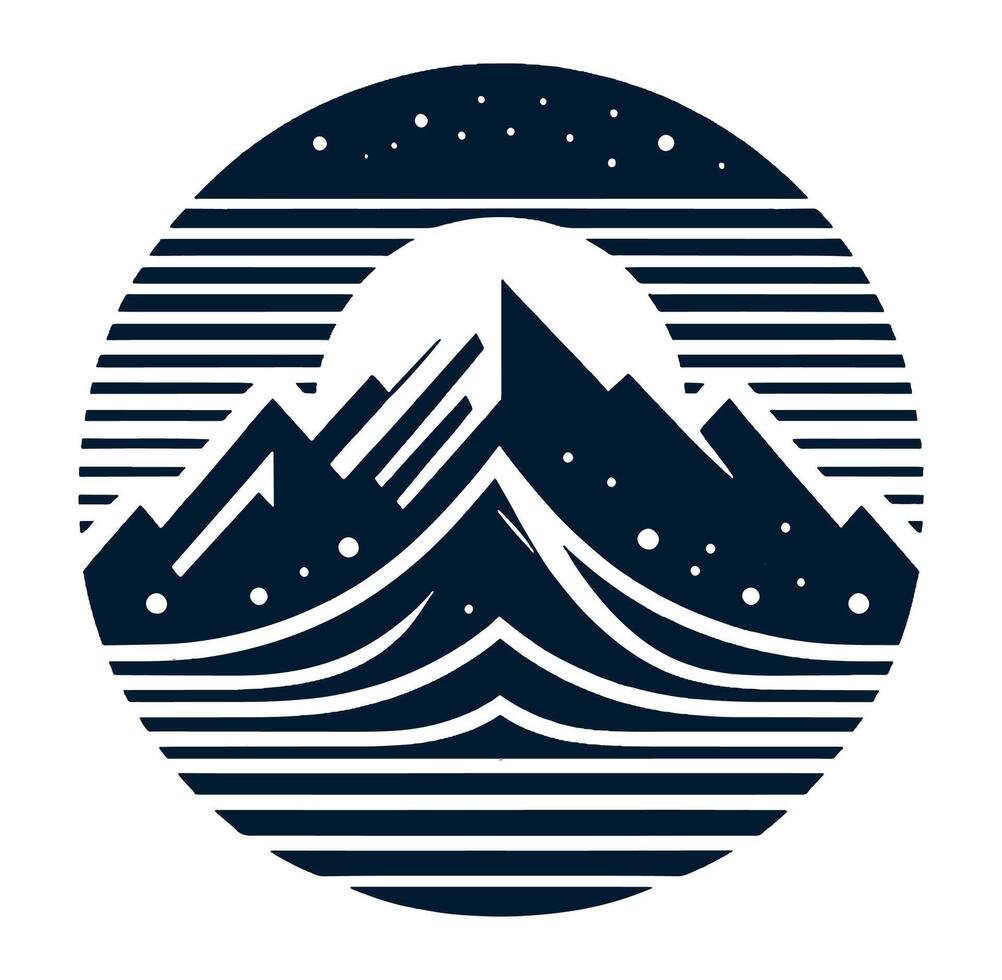 A mountain and waves in a circle vector