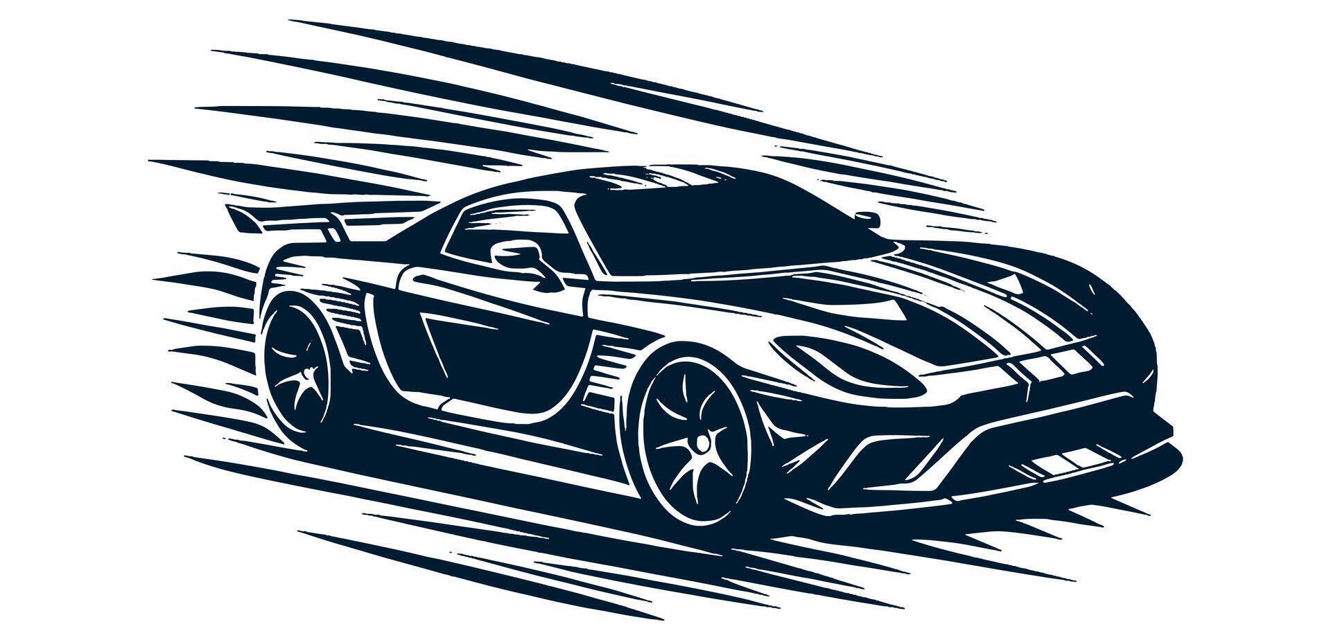 A black and white sports car on a background. vector