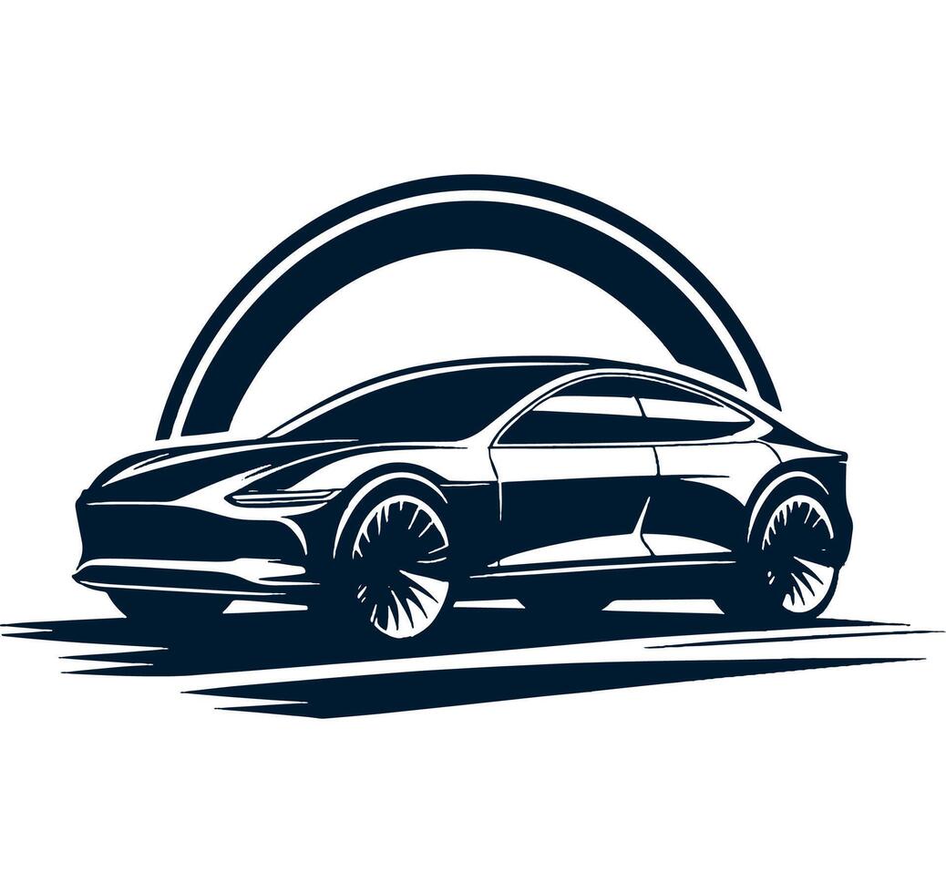 The car is shown in a black and white design vector