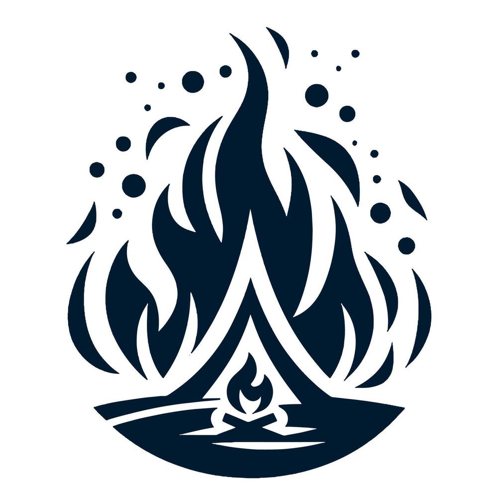 Campfire and tent icon illustration vector
