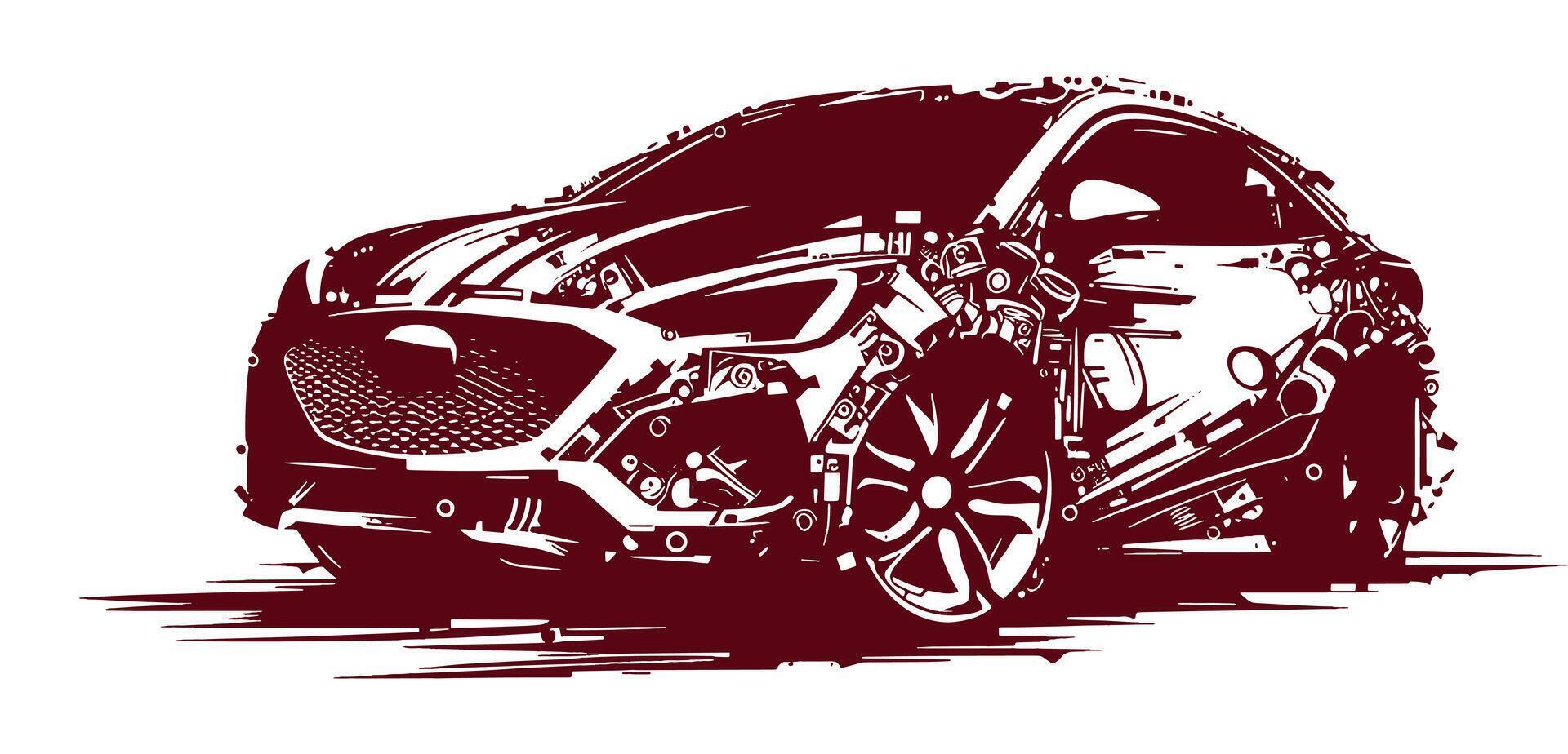 A drawing of a sports car on a white. vector