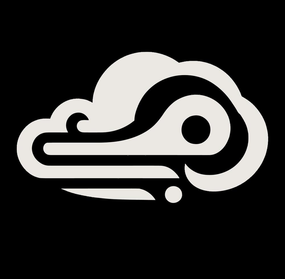 A black and white logo with a cloud in it vector
