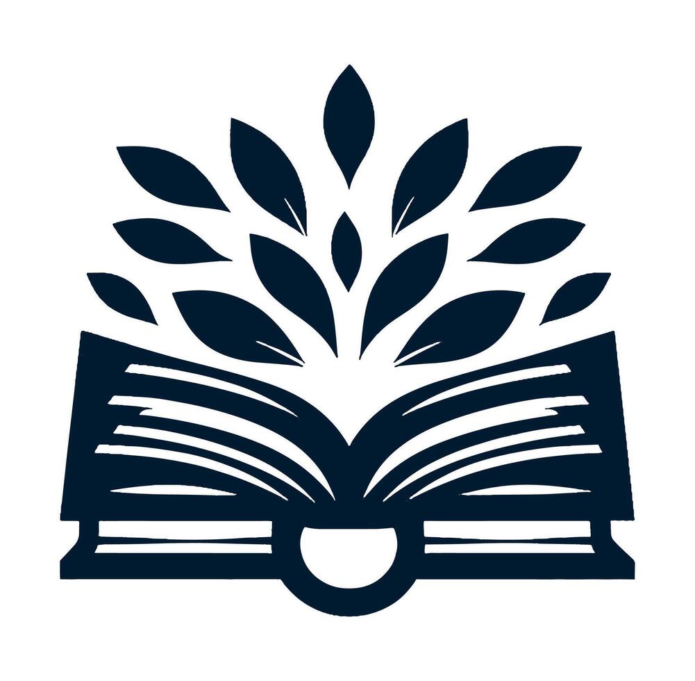 An open book with leaves. vector