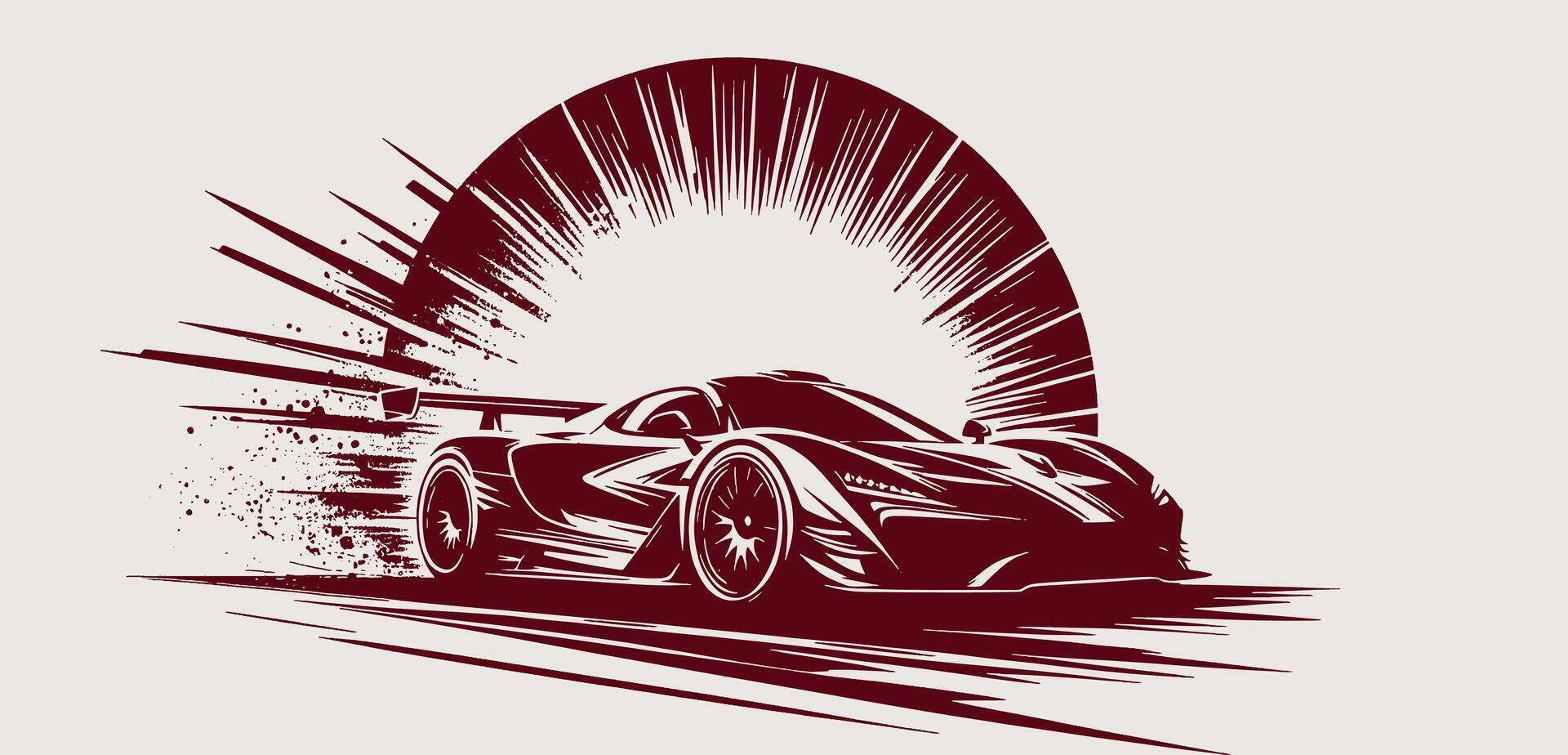 A racing sports car is shown in a red and white design vector