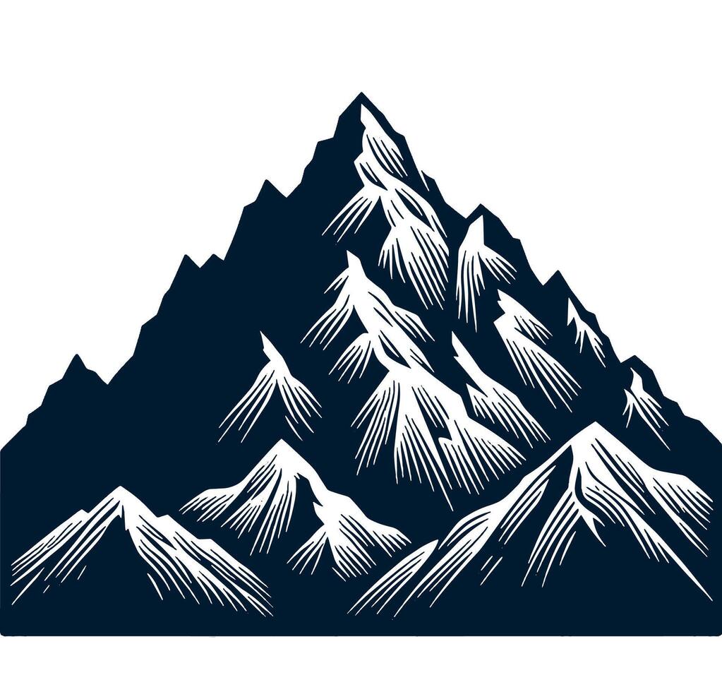Mountain peaks illustration on white. vector