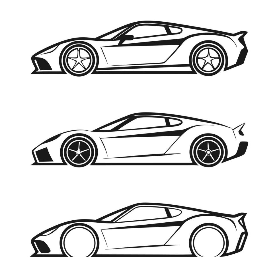Sleek Sports Car Sketch Minimalist Outline Drawing of Modern Vehicle vector