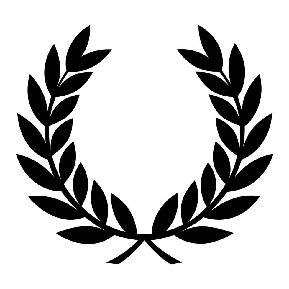 Black and White Laurel Wreath Elegant Symmetrical Design Illustration vector