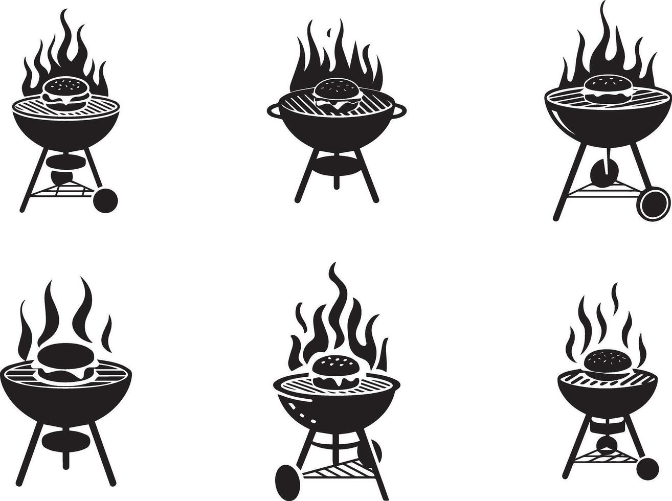 Grill BBQ Burger Icons Art vector