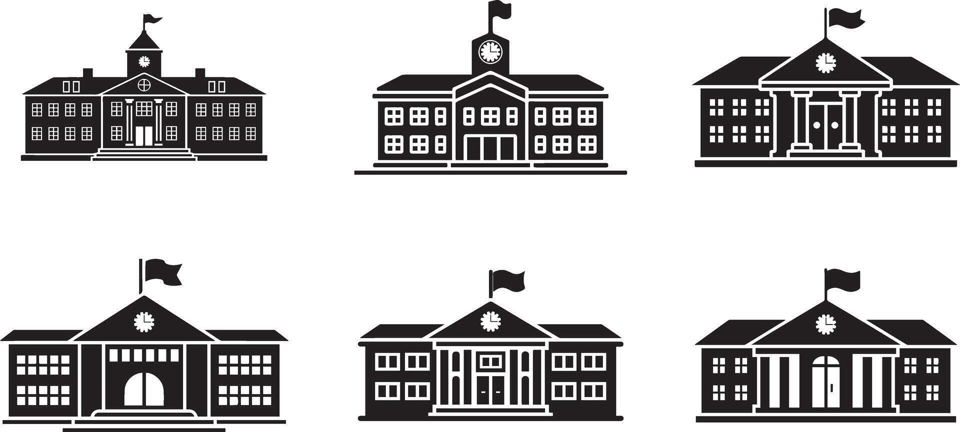 School Building Set for Design Projects vector
