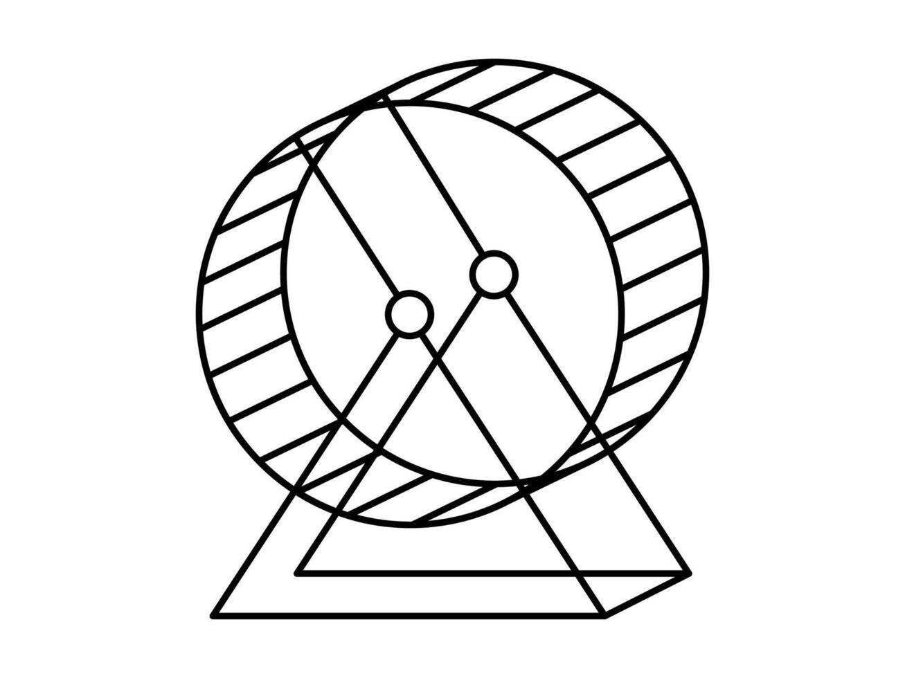 Hand drawn cute outline illustration of hamster wheel. Flat work routine doodle. Career growth concept sticker, icon or print. Overworking or deadline. Stress or frustration. Isolated. vector
