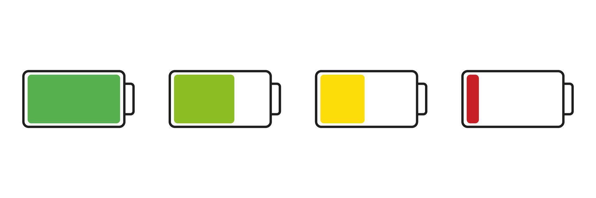 Battery Levels Charging Icon Set. Battery Power Indicator Symbol Collection. Isolated Illustration vector