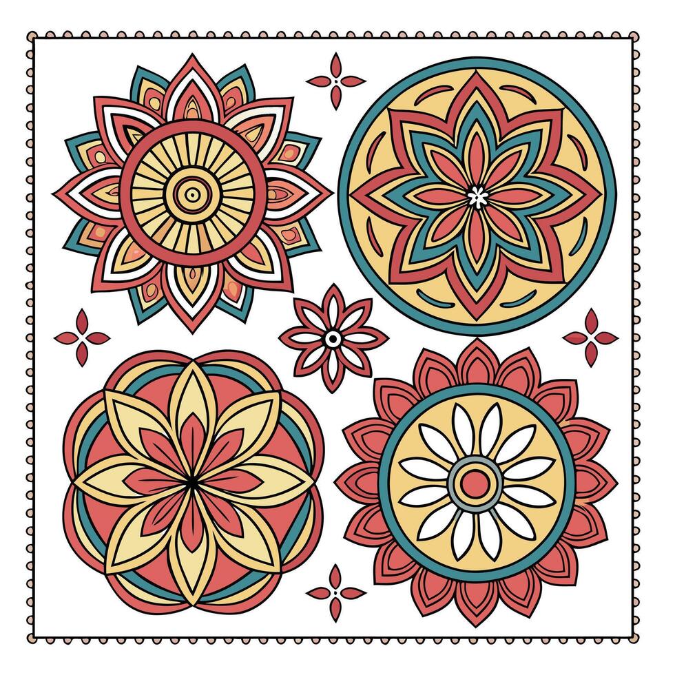 Set of Colorful mandala design vector