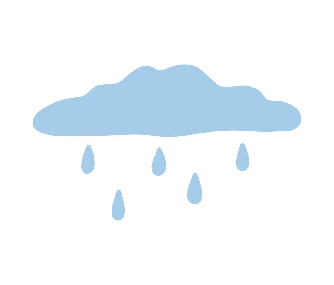 Rainy cloud isolated on a white background. hand-drawn illustration in flat style. Perfect for decorations, logo, various designs. vector