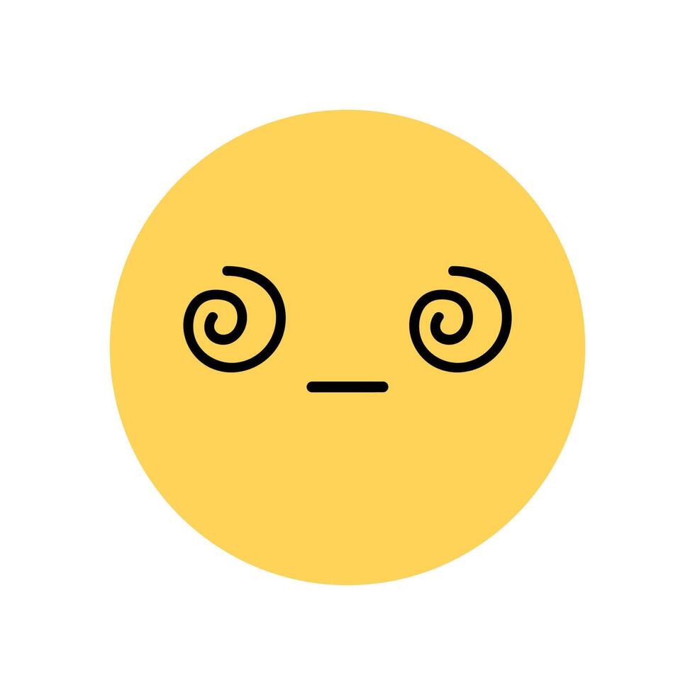 Cute yellow smile icon with a tired expression. Yellow character with an unhappy mood isolated on a white background. flat illustration. Perfect for social media, stickers. vector