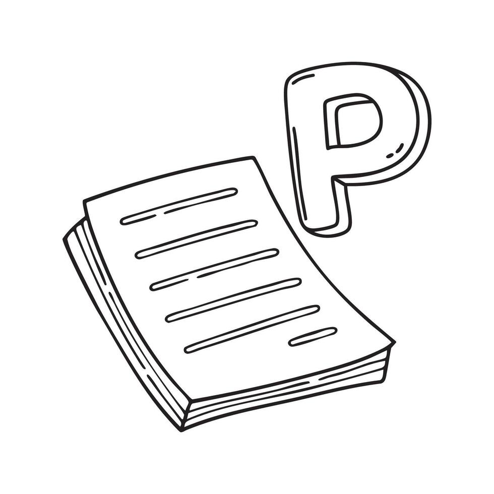 An illustration of letter P stand for paper vector
