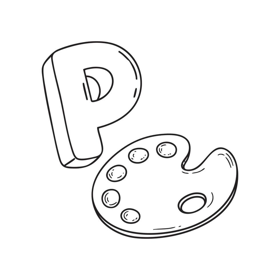 An illustration of letter P stand for palette vector