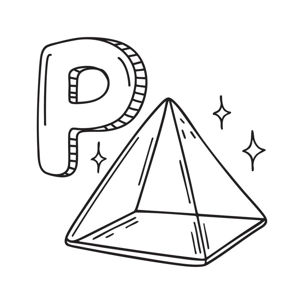 An illustration of letter P stand for prism vector