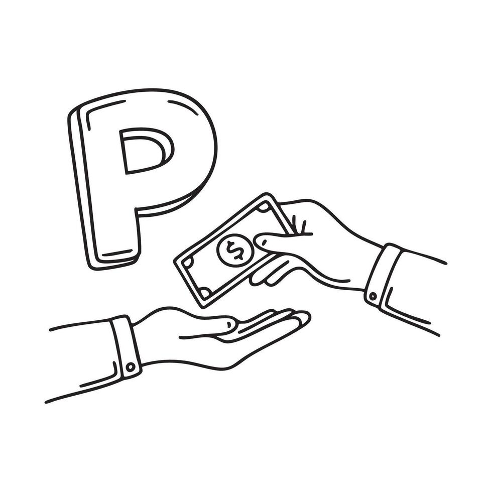 An illustration of letter P stand for payment vector