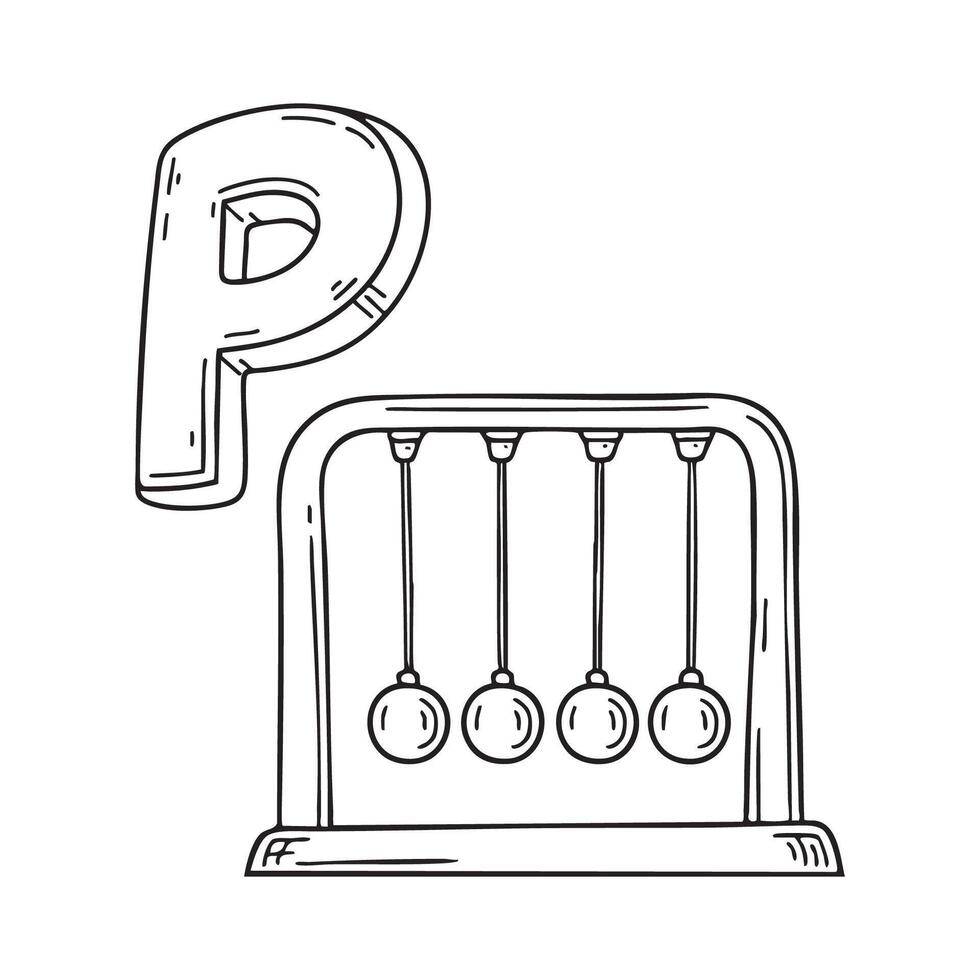 An illustration of letter P stand for pendulum vector