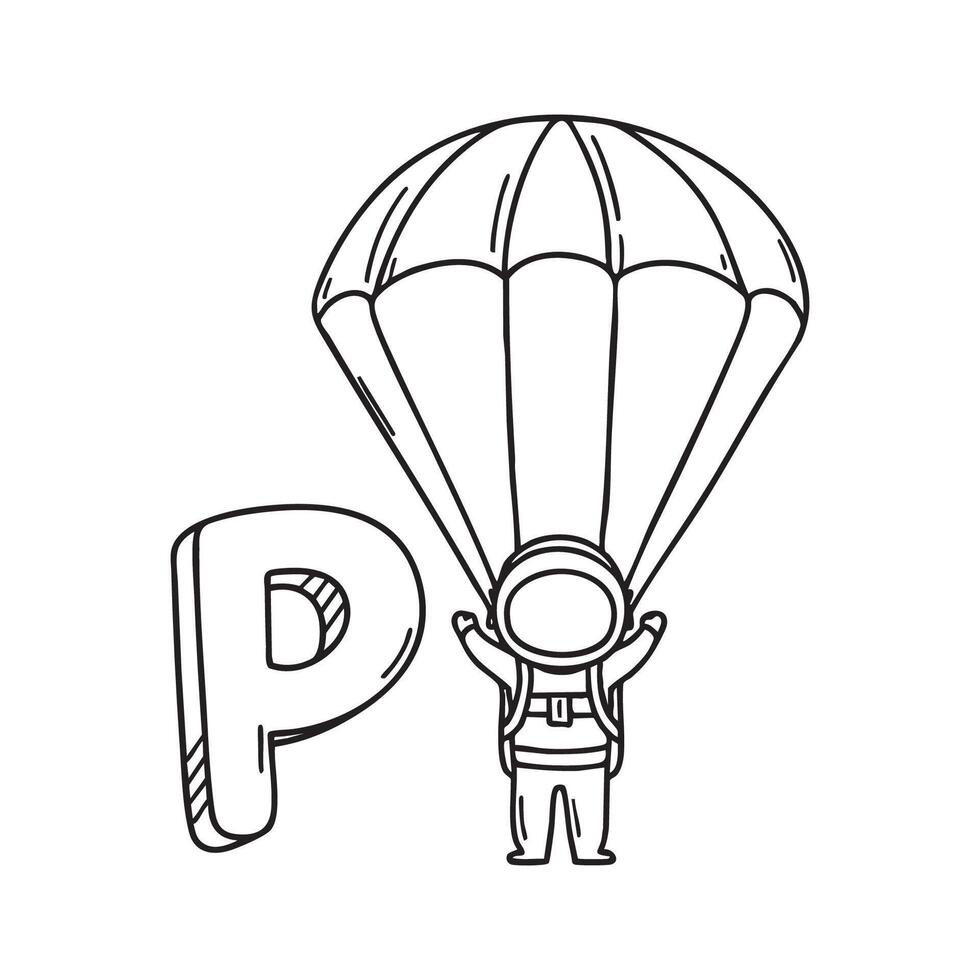 An illustration of letter P stand for parachute vector