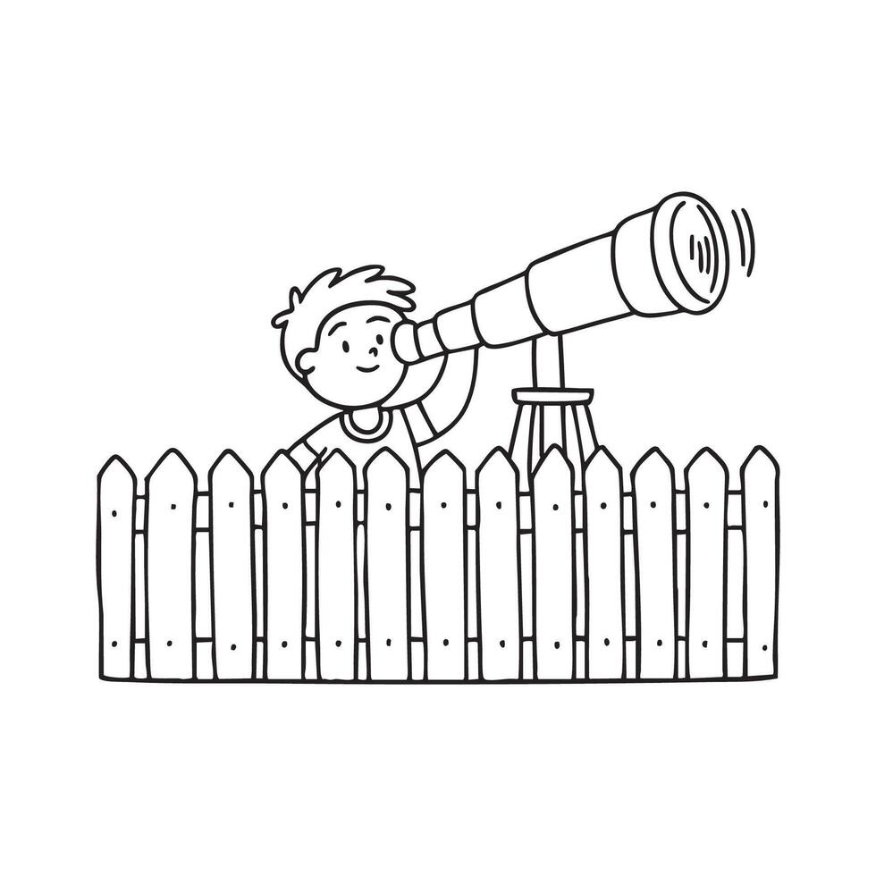 periscope being used by a child hiding behind a fence vector